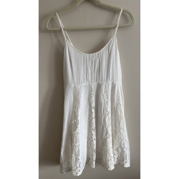 Hollister Dresses & Skirts - Hollister spaghetti straps Corset back Lace babydoll Dress Mini white Large Boho